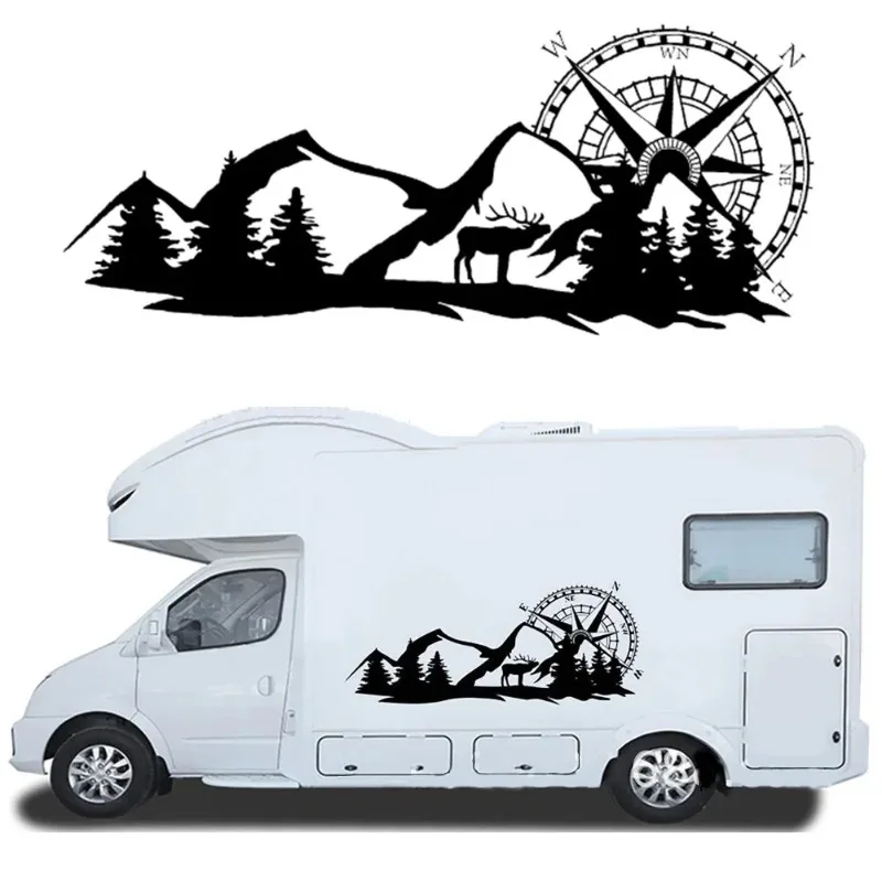 

Forest Mountain Pattern Car Stickers RV Chests RV Camping Body Decoration, Covering Scratches