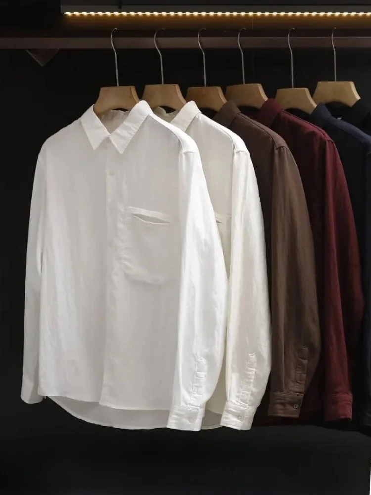 

Cool Breathable Men's Long Sleeve Shirt Lyocell Blend Standard Fit Casual Style Button Placket Comfortable Wearing
