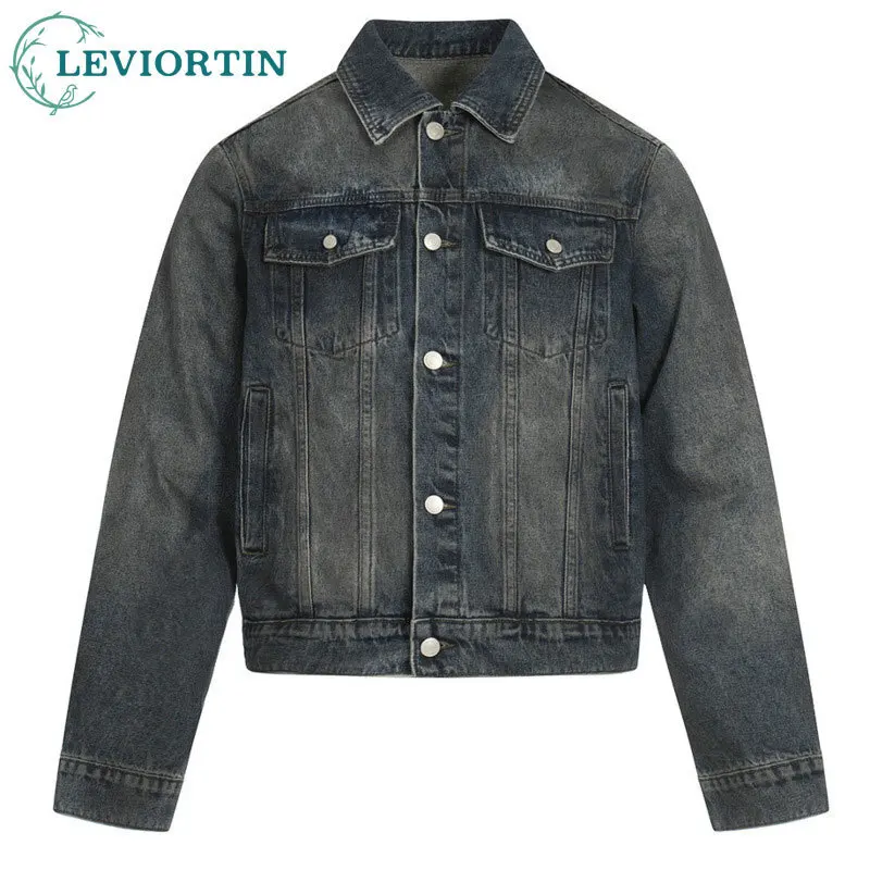 

Spring and Autumn Men's Youthful Trendy Washed Tie Dyed Casual Collar Jacket, Niche Trendy Style, Doing Old, Dirty Cowboy Jacket