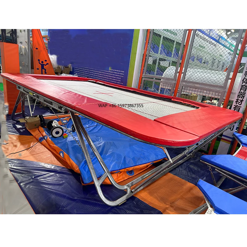 

High quality stainless steel fig standard competition trampoline frame 518x305x115cm rectangular tumble trampoline for sale