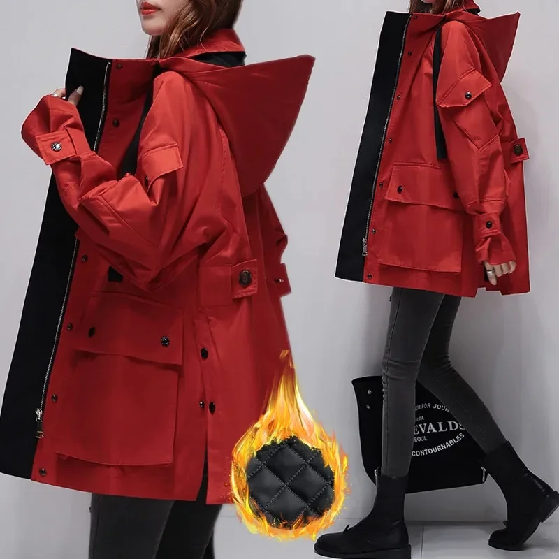 

Thickened Winter Windbreaker Women's European Goods 2024 New Korean Version Loose Red Sprinter Loose Women's Work Casual Coat B4