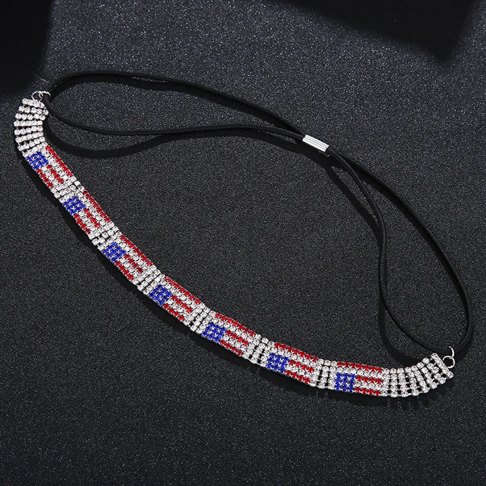 

Chic Rhinestone American Flag Headband Women's Stretchy Sparkling Beaded Hair Accessory Fashion Statement Piece for Parties