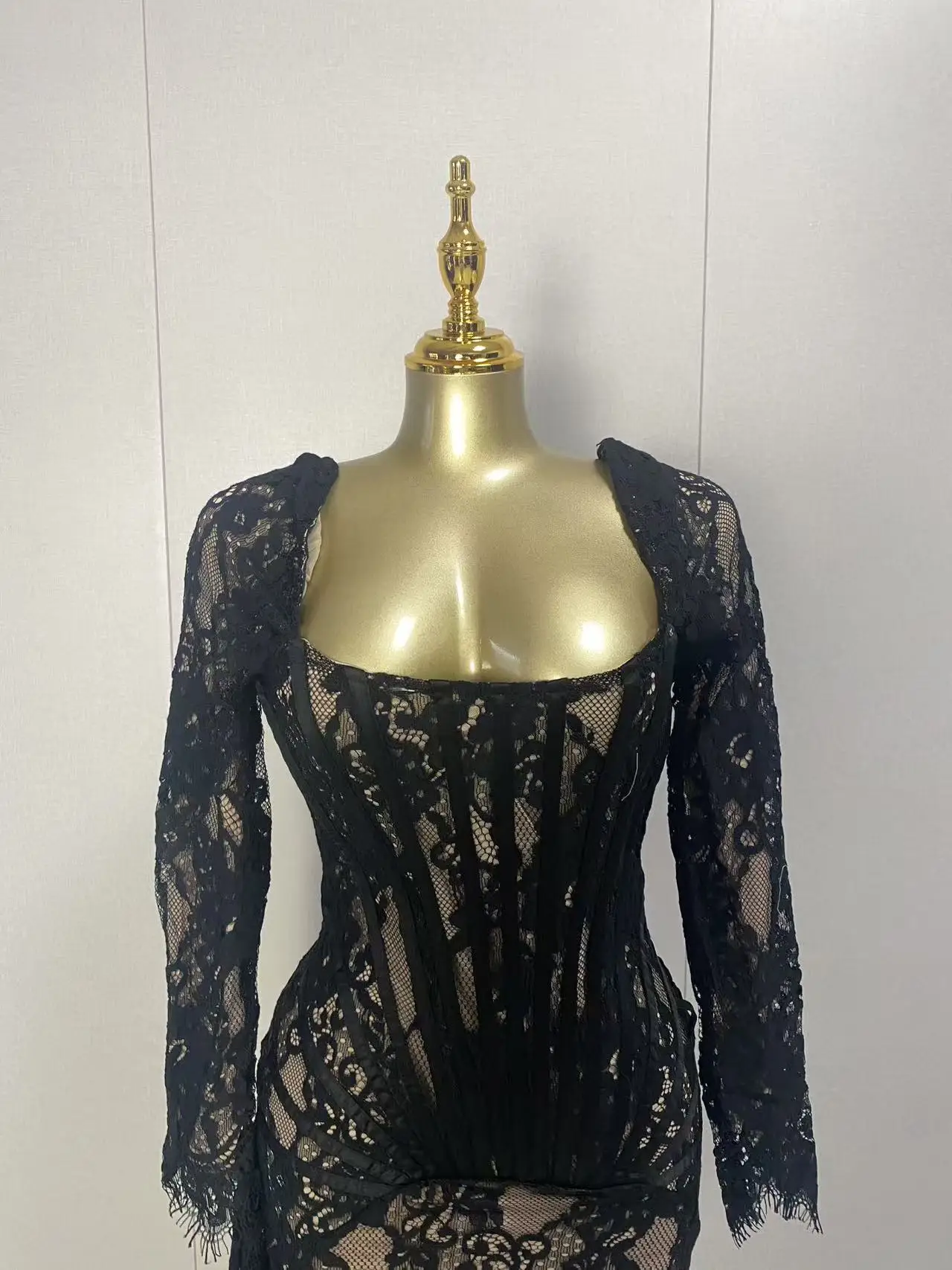 

Женское кружевное черное летнее платье знаменитостей с длинным рукавом и квадратным воротником, элегантное вечернее клубное платье 20200, роскошные платья для дня рождения