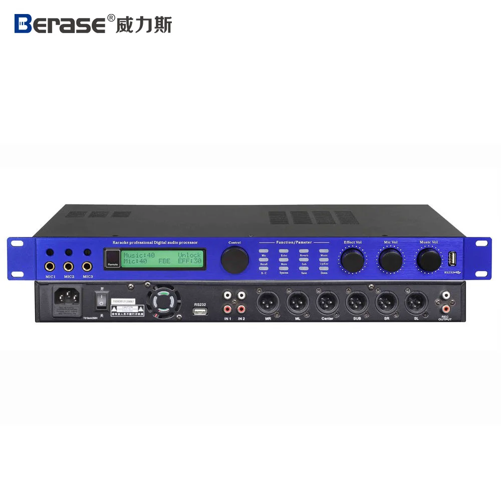 

Berase DSP-3200 Wholesale Digital Audio Mixer Music Remote Control Karaoke Audio Effect Processor