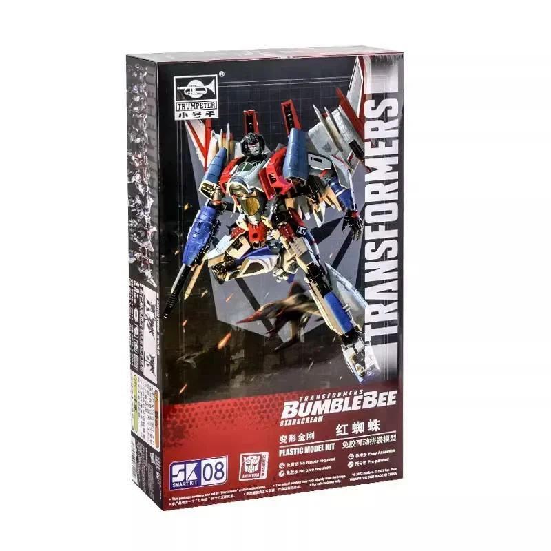 In Stock Boy Trumpeter Smart Kit SK08 TF6 Starscream Glue-free Movable Assembly Robot Model Action Figures Gifts