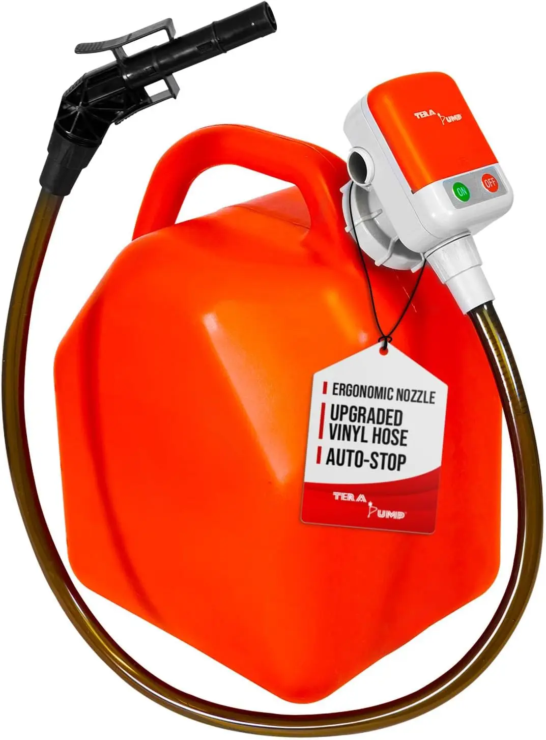 

Automatic Fuel Transfer Pump with Auto-Stop Sensor, 39" Hose, Universal Adapter, 2.7 GPM for Gasoline & Diesel