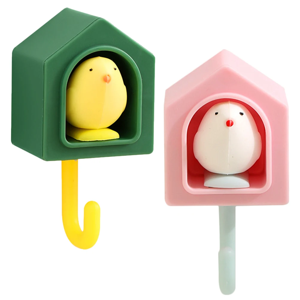 

2Pcs Creative Wall Hooks ABS Material No Drill Adhesive Mount Key Holder for Clothes Towels Small Items Decorative Home