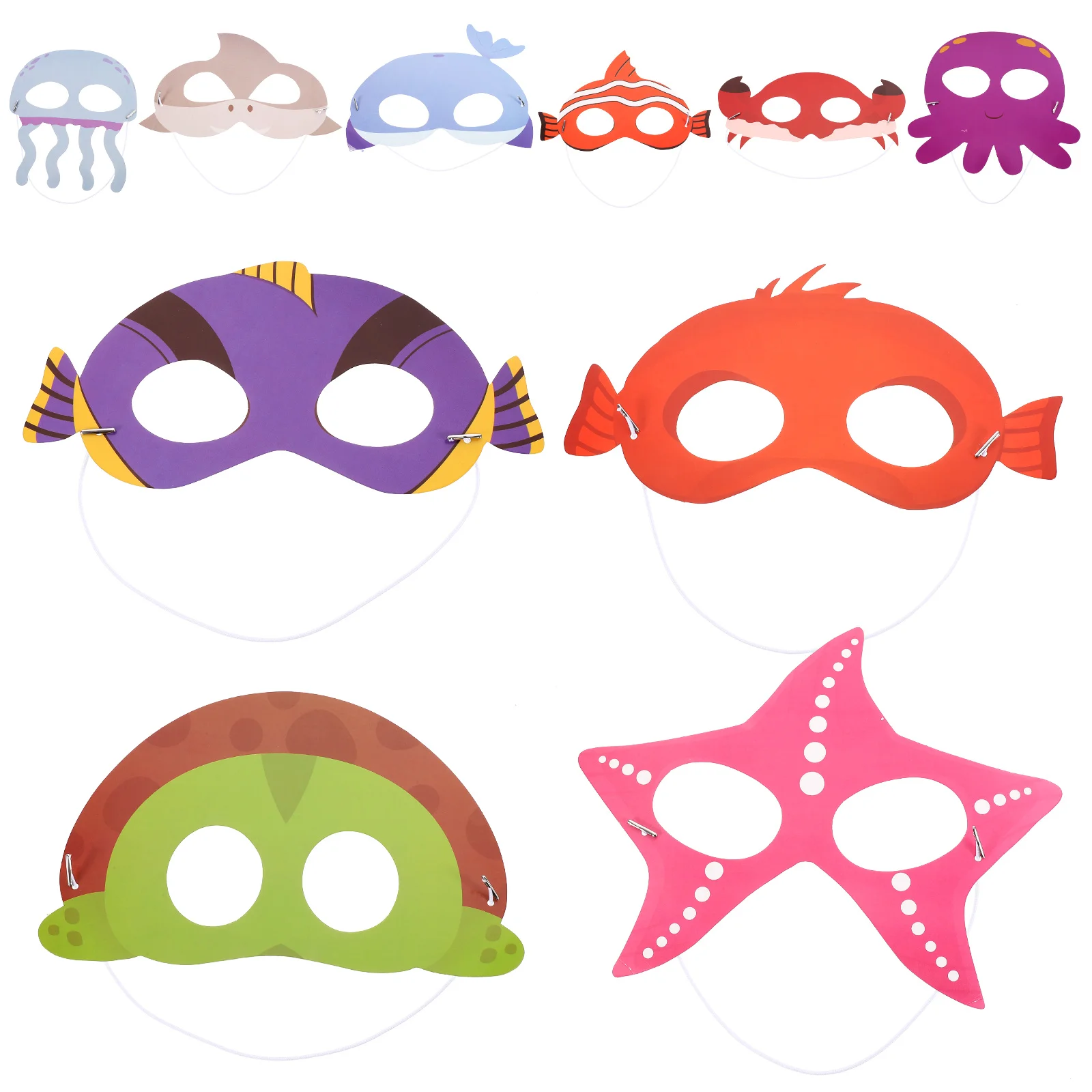 10 Pcs Marine Animal Mask Ocean Masks Cartoon Festival Halloween Clothing Cosplay Paper Party Accessory Sea Decorations Child