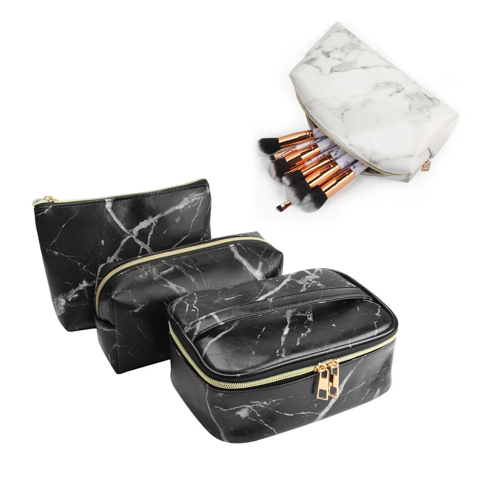 3개 세트 대형 중형 소형 방수 PU 여행 파우치 내구성 있는 브러시 보관 정리함
