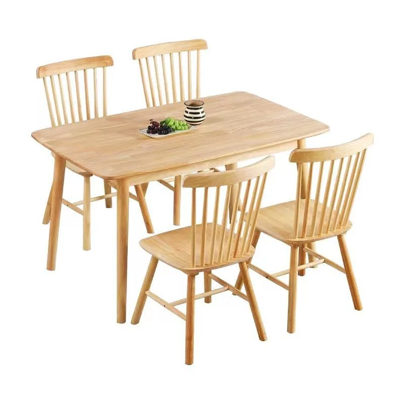 All solid wood dining table, pure solid wood small apartment living room rectangular table and chairs