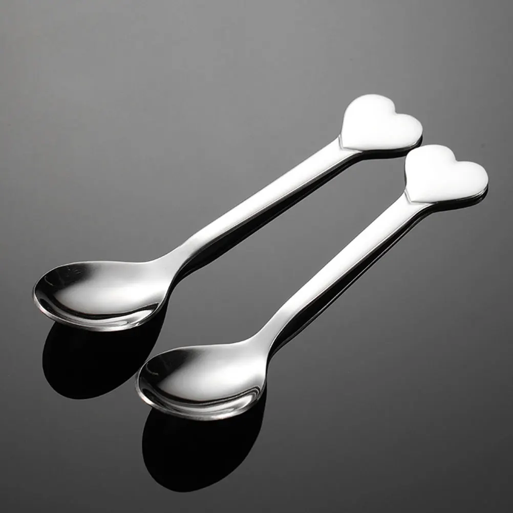 

1 set Heart Stainless Steel Forks Spoons Cake Dessert Cutlery Reusable Dining Reusable Salad Fork Utensils for Home Party