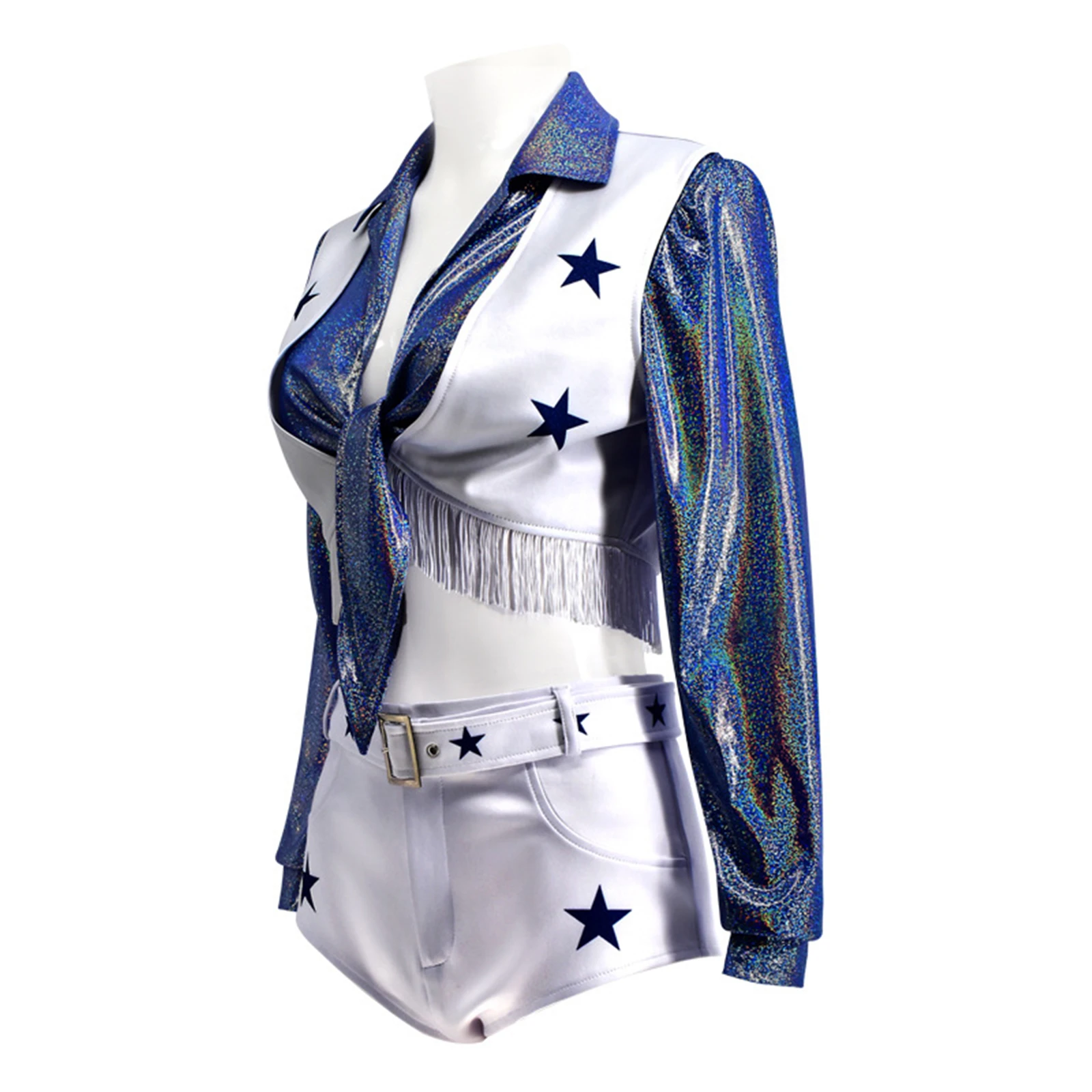 Football Cheerleaders Girl Cosplay Costume Sexy Women Jacket Shorts Suit with Belt Halloween Party Stage Performance Outfit