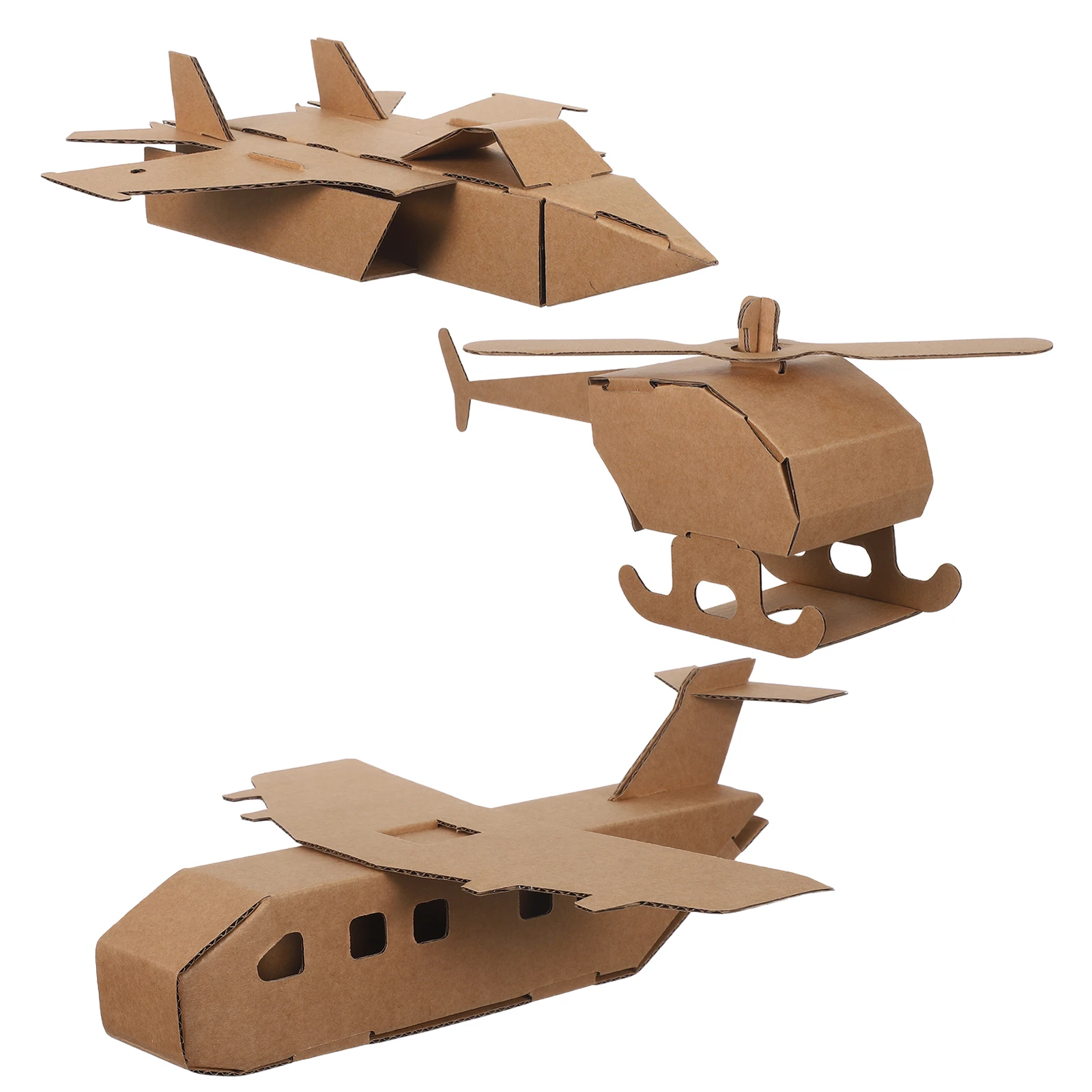 

3Pcs DIY Cardboard Airplane Kit Boosts Skill Development Hand Eye Coordination Kids Children's Toys Helicopter Puzzle