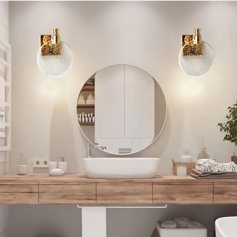 Nordic Wall Lamps Bedroom Bedside Crystal Lamps Luxury Mirror Front Bathroom Makeup Wall Light Home Decoration Lighting Fixtures