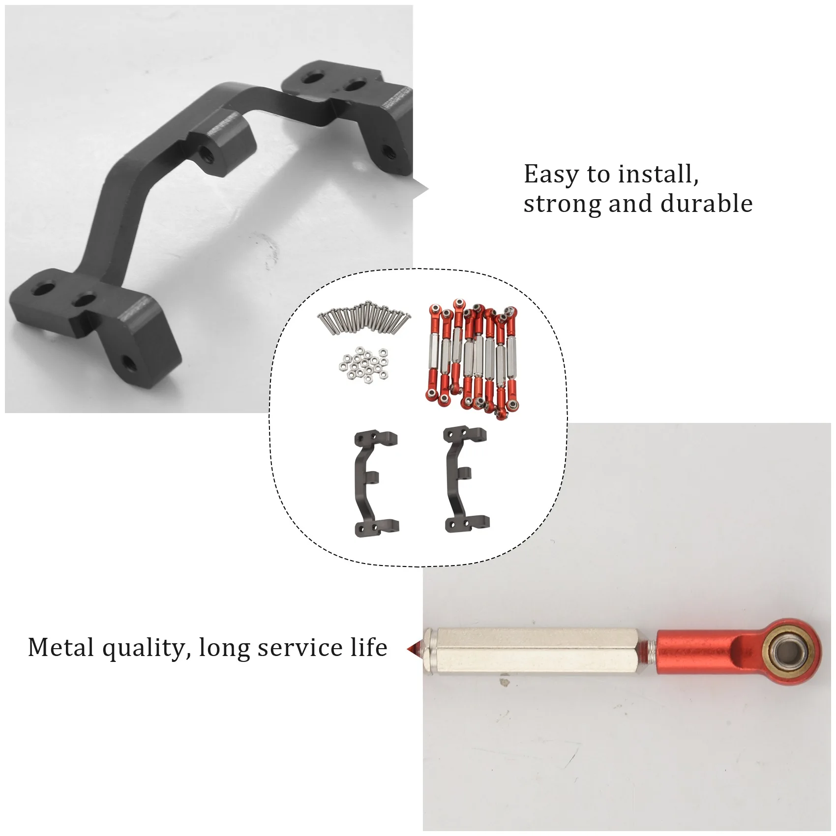 JY-For WPL B1 B-1 B14 B-14 B24 B-24 C14 1/16 RC Car Spare Parts Upgrade Metal Pull Rod Steering Pull Rod Servo Rod Pull Rod Base