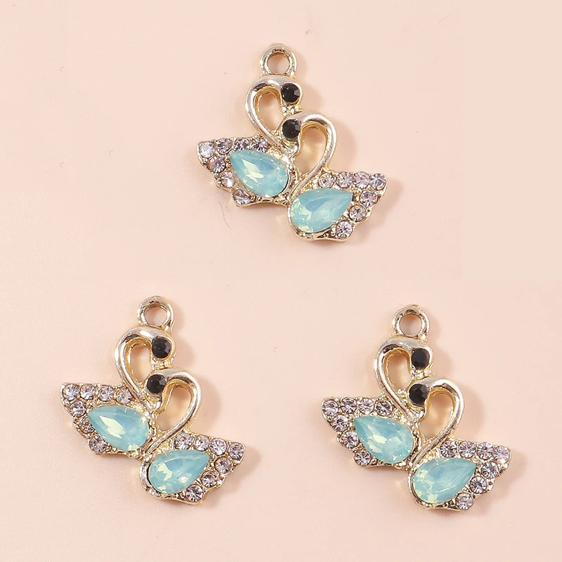 Leslie 10 Stück exquisite Zirkon-Kristall-Schwan-Anhänger für Damen, Ohrringe, Halskette, Hochzeit, Schmuck, Accessoires, modische Geschenke – Detail 3