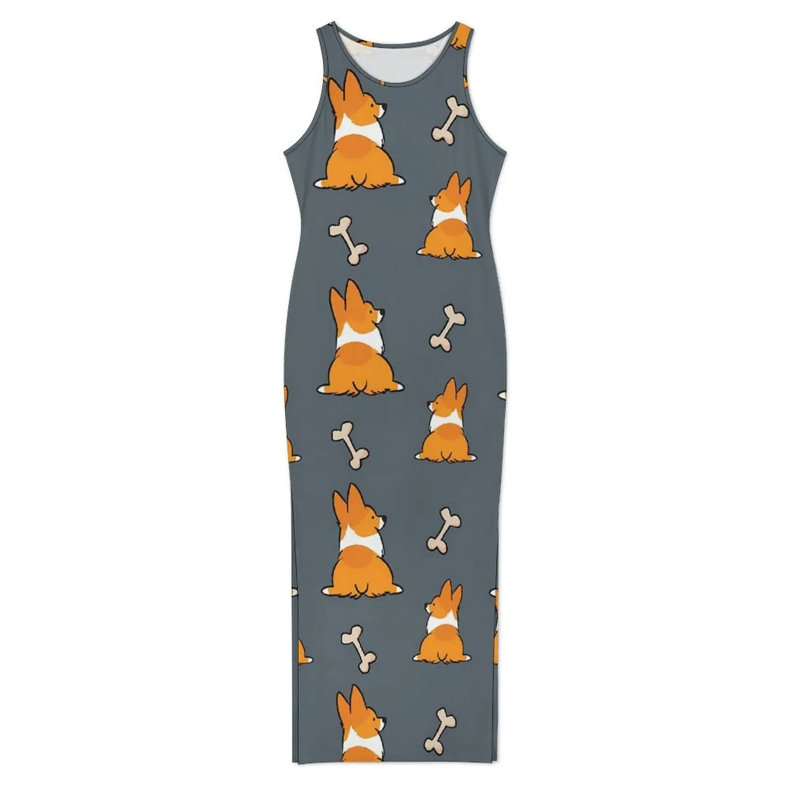 Corgi Butt Print Bodycon Dress Spring Funny Animal Trendy Maxi Dresses Woman Sleeveless Custom DIY Fashion Dress Large Size