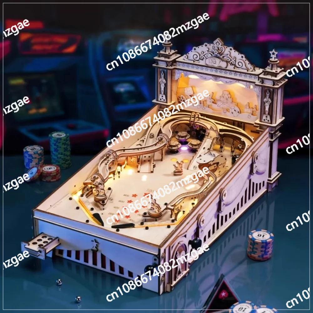 

3D-модель пинбола для ручной сборки, механический 3D-пазл, музыкальная игрушка, десятый уровень сложности