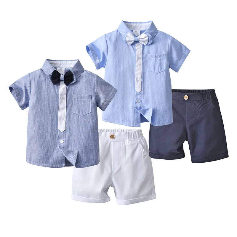 

Children clothes Formal Suits For Kids Boy Fashion T-Shirt+Shorts Set Boutique Luxury Boys Summer Clothing