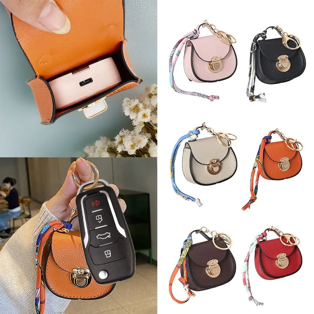 Fashion Keychain Small Coin Purse Premium Leather Multifunction Mini Storage Pouch Women's Bag Pendant for Women