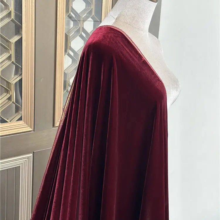 Limited Noble Burgundy High Quality Phnom Penh Real Velvet Velvet MulberrySilk Pants Skirt Textile