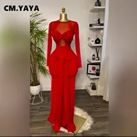 CM.YAYA Women Mesh See Though Long Sleeve Maxi Bowknot Long Dress 2026 Birthday Vacation Sexy Club Party Evening Street Dresses - Image 6