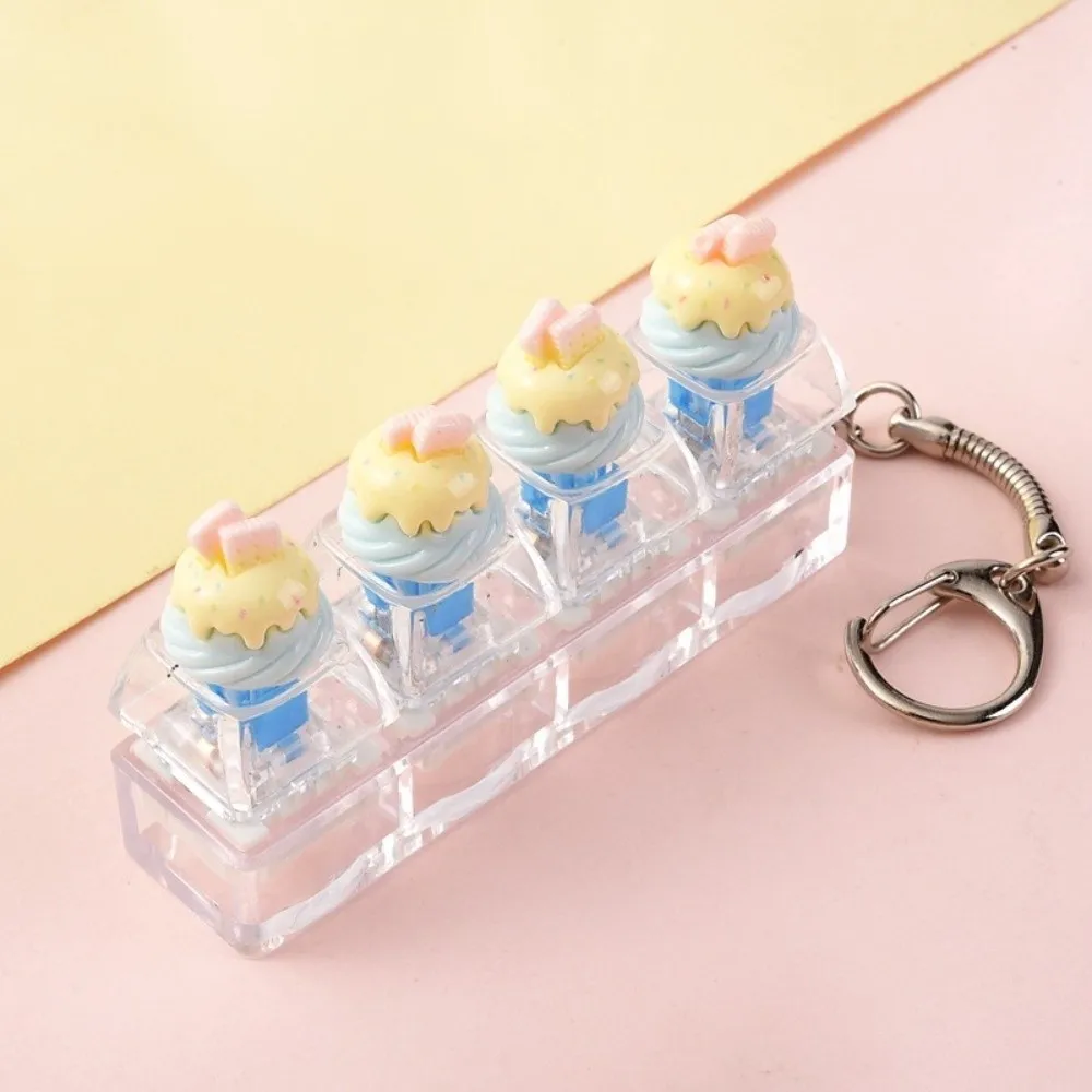 Cartoon Bread Keycap Fidget Keychain Mechanical Keycap Cute Design Keyboard Clicker Keyring Mini Size Finger Button