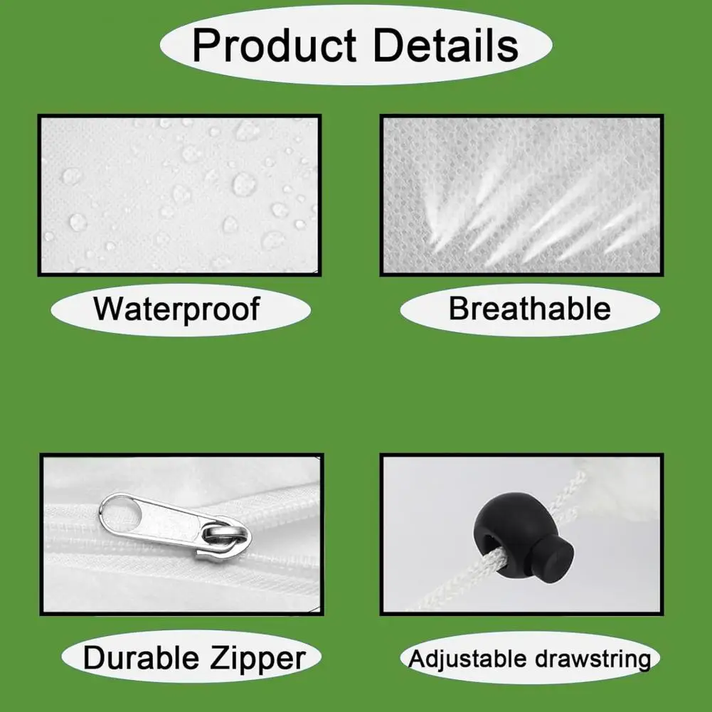 Winter Plant Cover Drawstring Plant Cover Plant Freeze Protection Cover with Zipper Window Frost Protection Bag for Outdoor