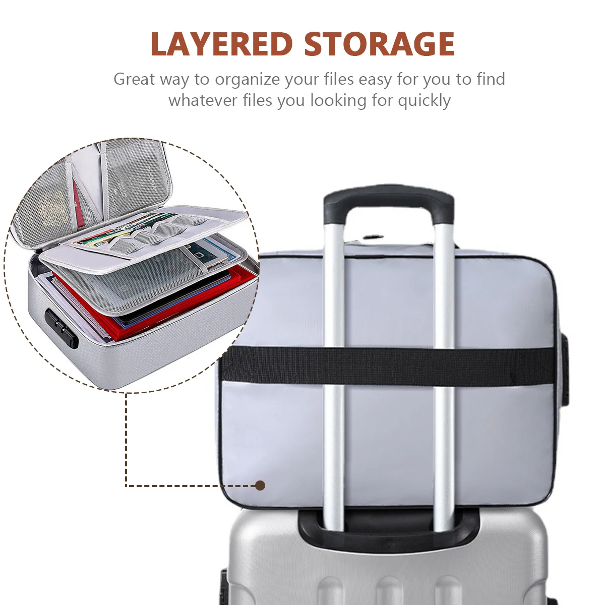 

ID Package File Organizer Fireproof Document Wallet Storage Bag Documents Laptop with Lock Glass Fiber Case Travel