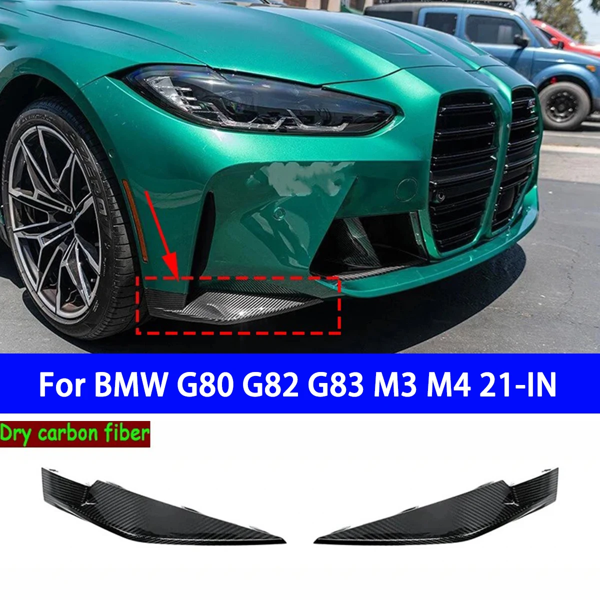 For BMW G82 G83 G80 M3 M4 Coupe Dry Carbon Fiber Corner Car Rear Bumper Splitter Car Styling Front Splitter Corner Trim Cover