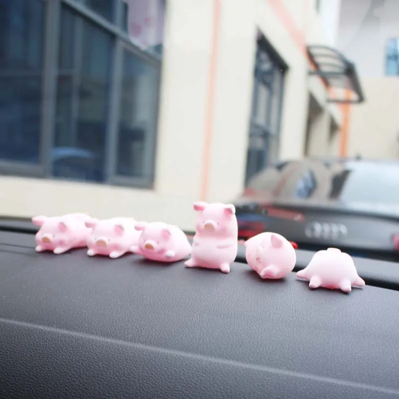 PVC Cute Flocking Auto Dashboard Piggy Ornaments 6 Style Car Animal Doll Accessories Pig Toy Birthday Gifts For Friends Baby