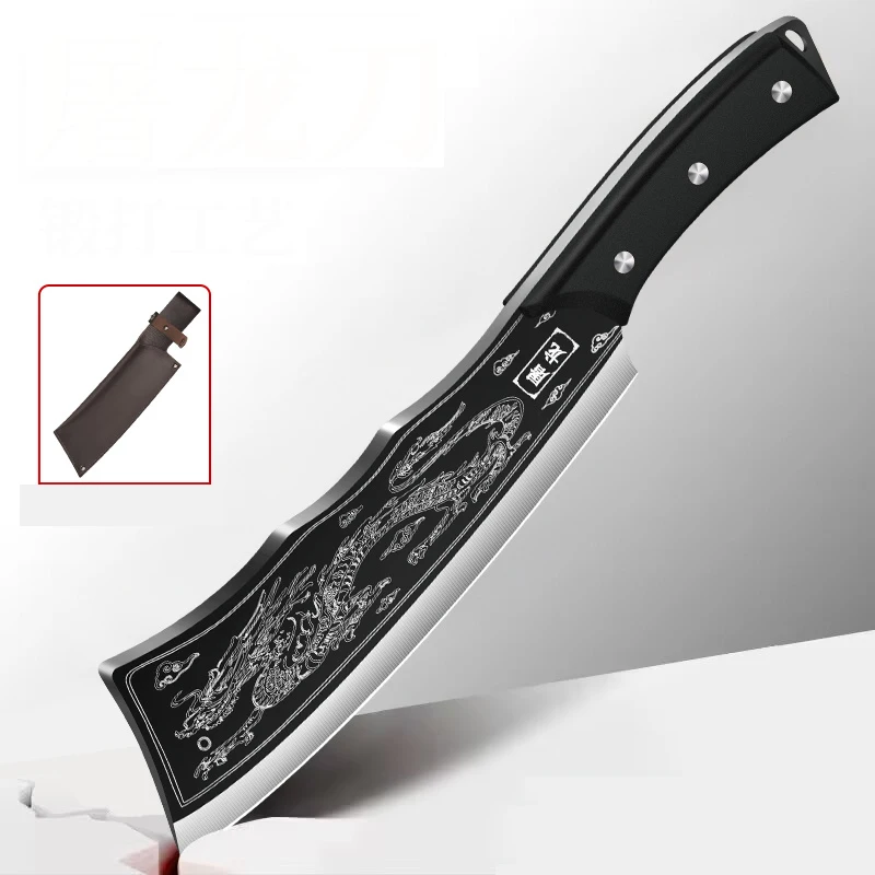 Solid wood handle machete Longquan household bone cutting knife stainless steel sharp bone knife kitchen tools