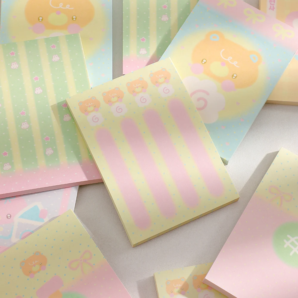 100sheet 2set Kawaii Sticky Note Aesthetic Memo Pad Student Office Accessories Stationery Sticky Notes