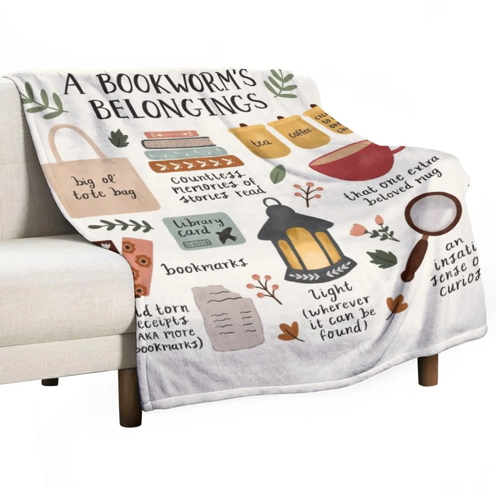 

A Bookworm's Belongings Throw Blanket Polar blanket Soft Bed Blankets