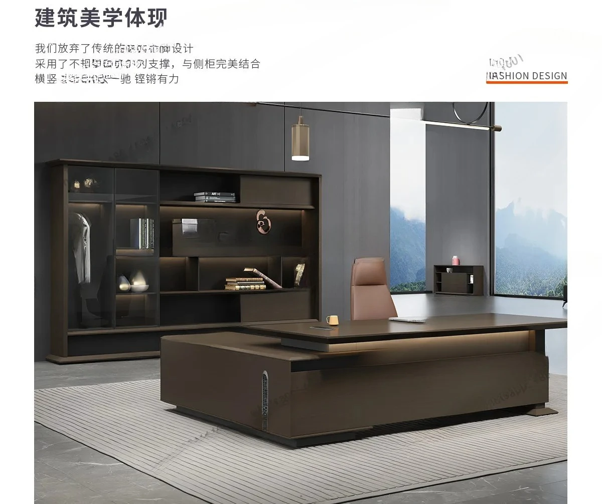 Simple modern desk background cabinet lighting data file cabinet wooden