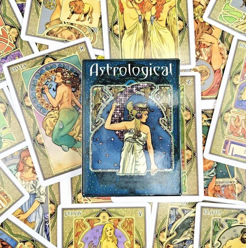 Astrological Oracle Cards Art epic ink witch circle of life Green Glyphs lenormand Tarot Deck board game PDF English Art Nouveau