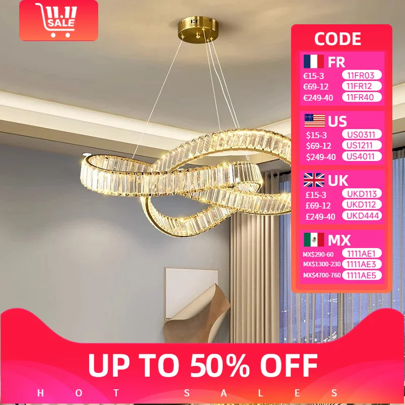 

Modern Home Decoration Crystal Ceiling Hanging Chandelier Living Room Lamp Dining Table Pendant Lights Interior Lighting Lustre