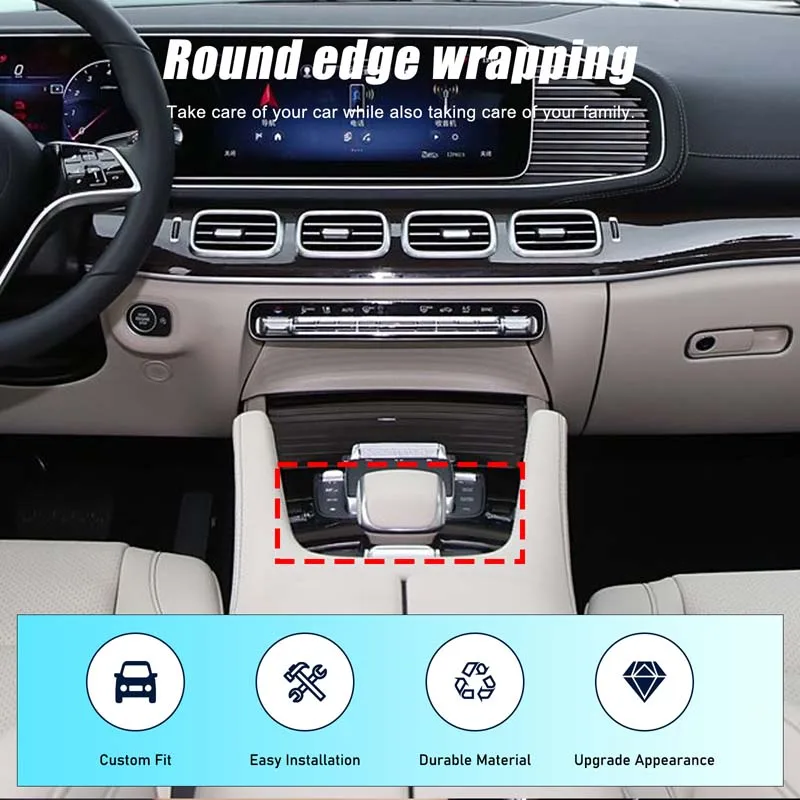 

1Pcs Real Carbon Fiber For Mercedes-Benz GLE GLS 2020+ Car center control gear panel cover decoration sticker Car accessories