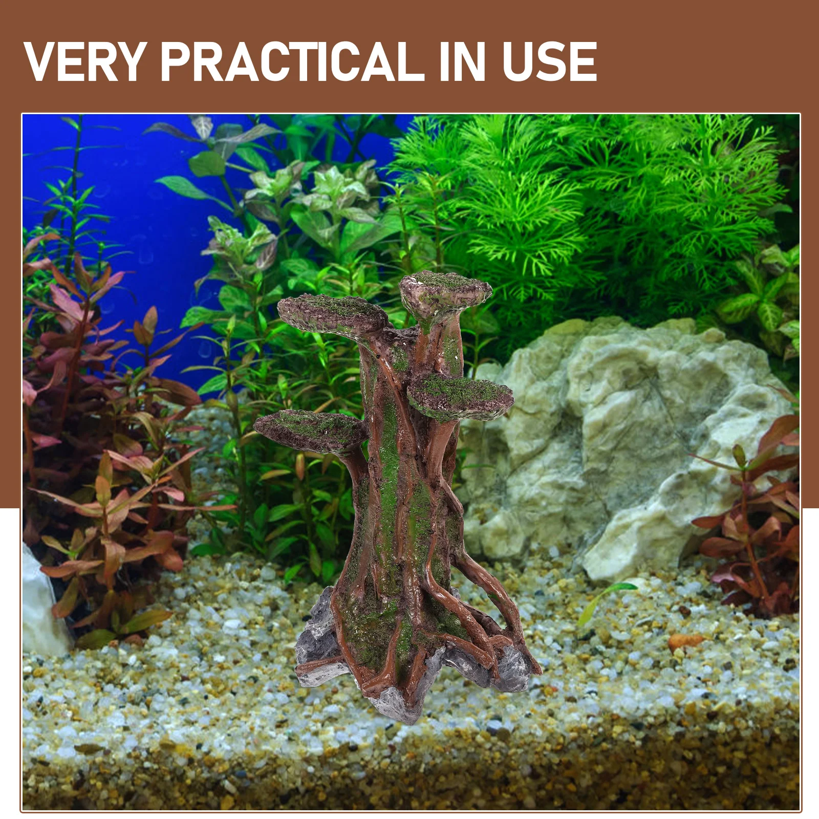 

Aquarium Decor Fish Tank Adornment Sunken Wood Resin Craft nament Aquatic Plants Simulation Tree Decor Fake Plants Practical Use