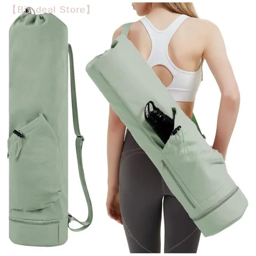 Imagen 2 del producto Bolsa para esterilla de Yoga y ejercicio de gran capacidad con bolsillo para botella de agua y bolsa húmeda inferior, esterilla deportiva para Yoga con correa ajustable para el hombro