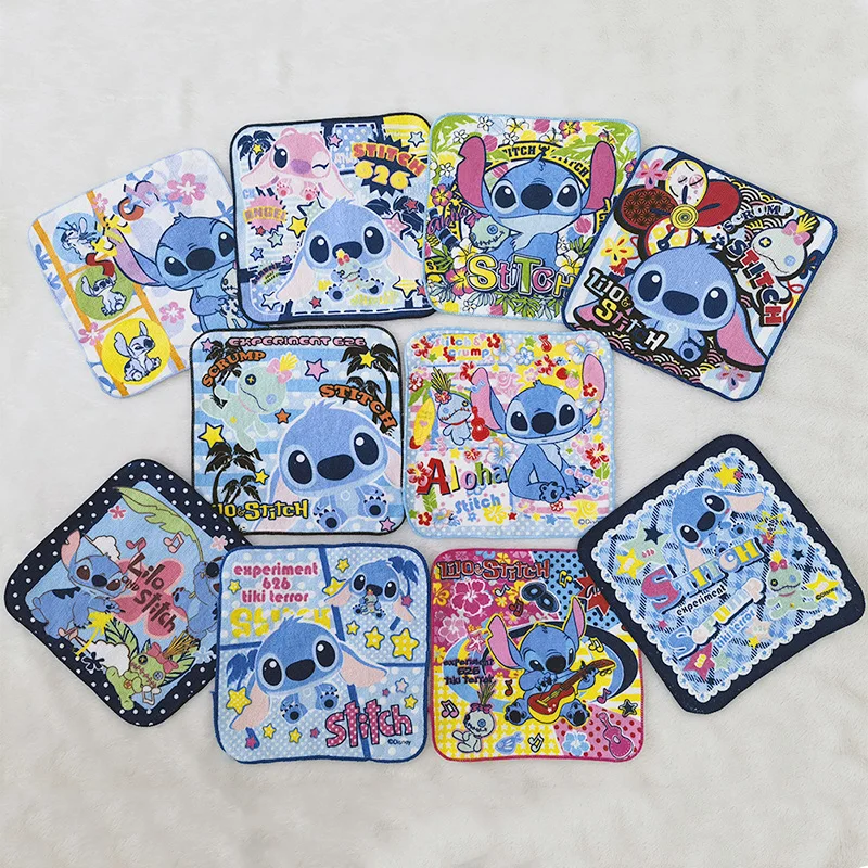 Disney Lilo & Stitch Cartoon Small Square Hand Towel Children Boy Girl Handkerchief Wash Face Wipe Hands 20x20cm