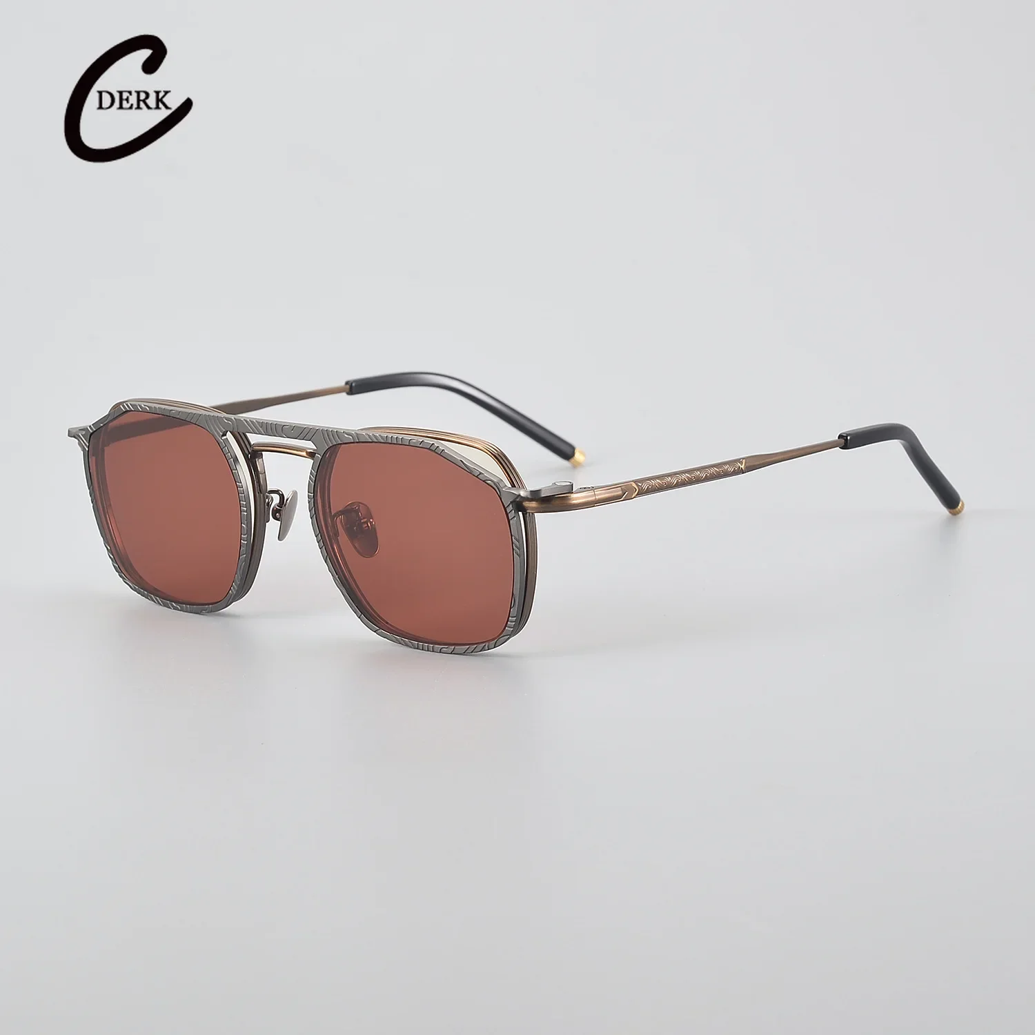 Fashion Magnetic Stripe Hanging Frame Sunglasses Double Beam Square Men Pure Titanium Outdoor Travel Driving UV400 SUN GLASSES