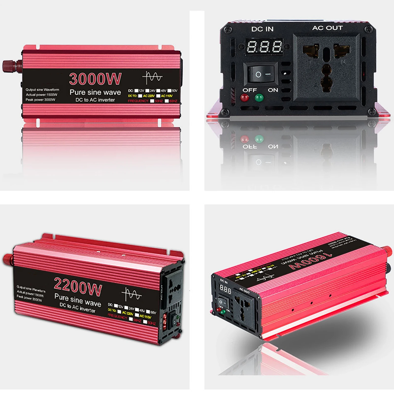 Transformer Power Converter Pure Sine Wave Inverter DC 12V To AC 220V Voltage 1000W 1600W 2200W 3000W Solar Car Inverter Adapter