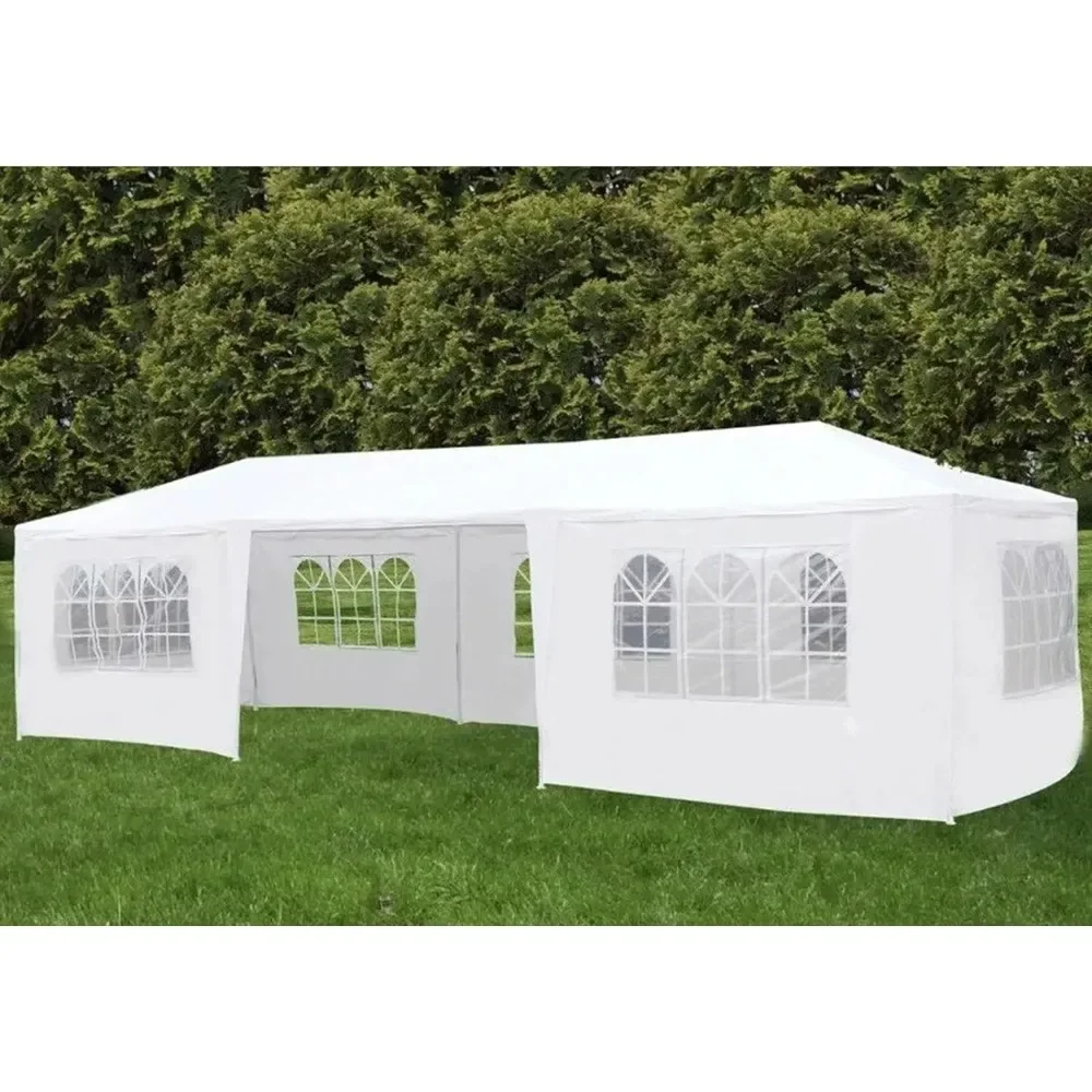 10'x30'Outdoor Canopy Party Event Wedding Tent with 7 Removable Sidewall 3 Rooms,Upgraded Stainless Steel Tube Waterproof Sun