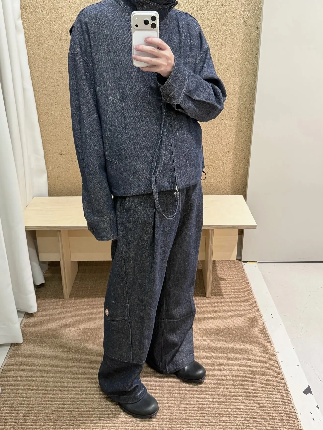 Nullus 26ss Vintage Bright Thread Linen Cotton Wash Deconstructed Loose Zip Denim Jacket