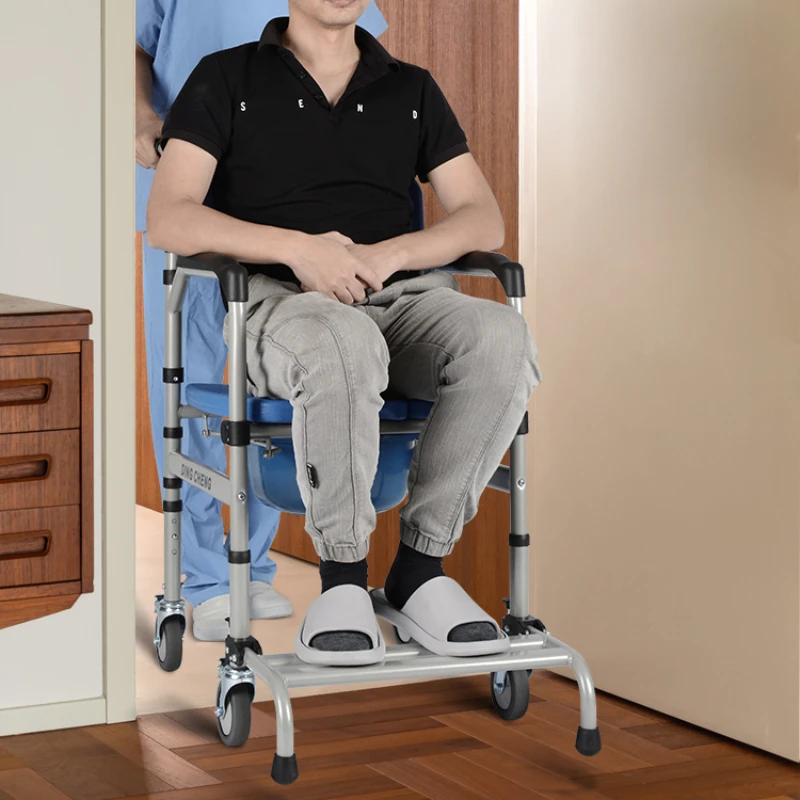 Portable Lifting Seat Unique Handle Mobile Recliner Geriatric Chair with Tray Soft  with Backrest Krzesło Prysznicowe Dusjstol