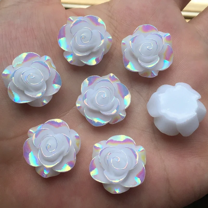 Wholesale 19mm Rose Flower Resin AB Rhinestone jewelry Decoration Stones Crafts Center of hair arch wedding Decoration