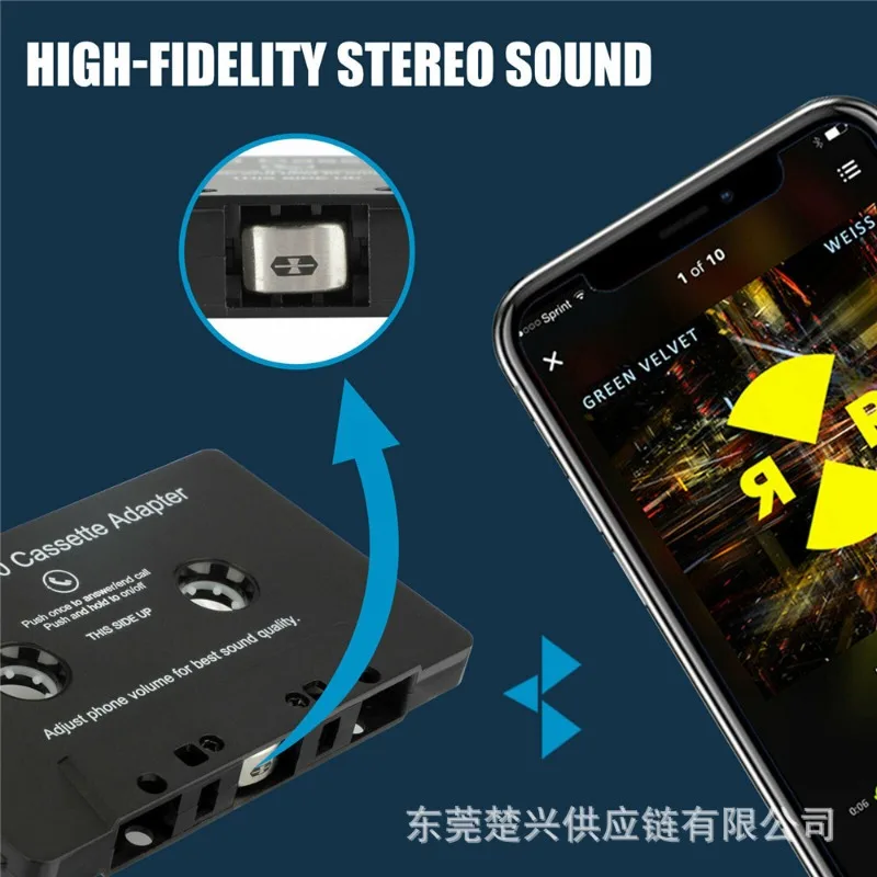 Bluetooth 5.0 Car Cassette Adapter Wireless Audio Receiver MP3 4-Channel Cassette to CD Converter for Vehicle Audio