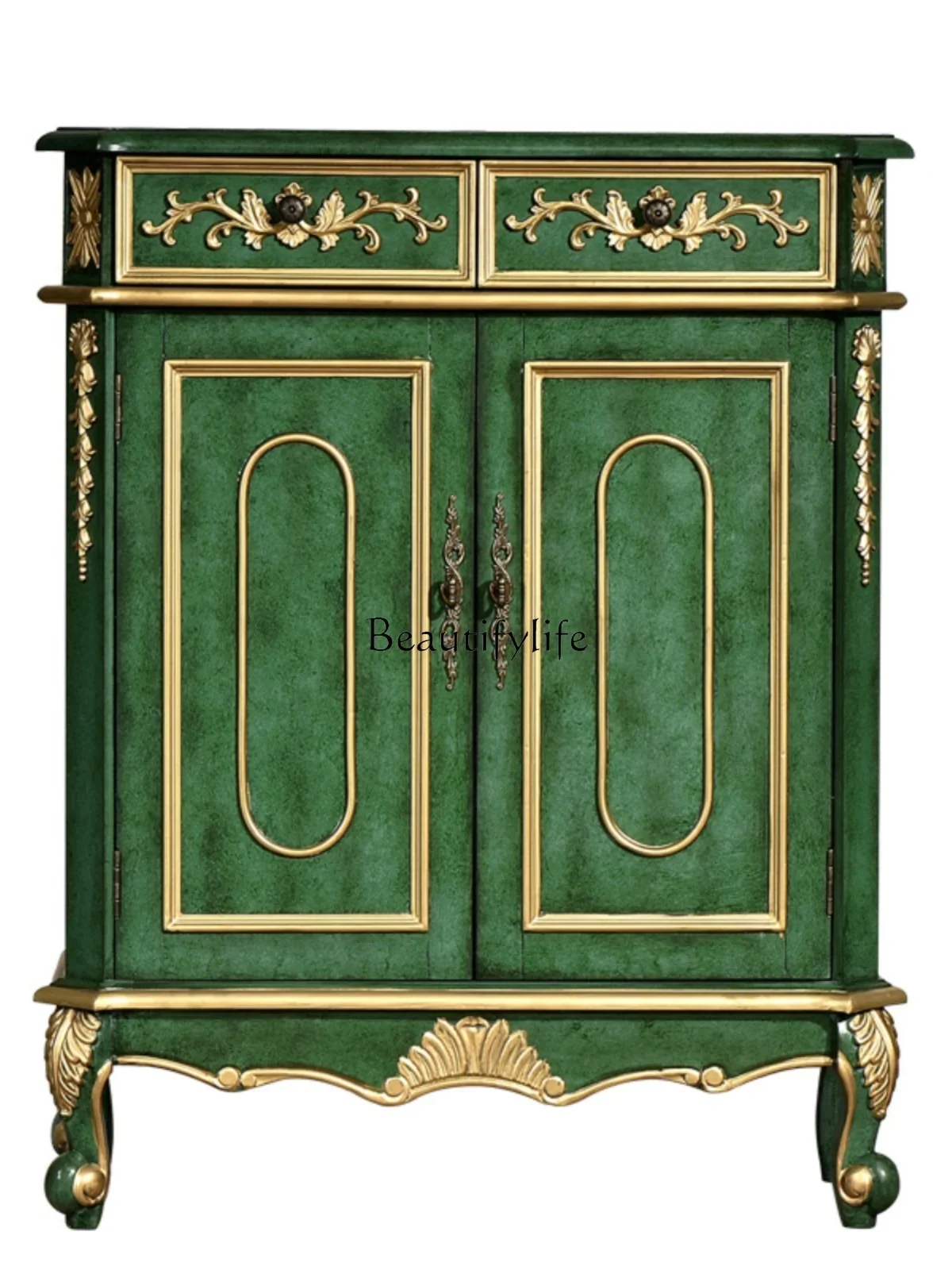 

FG40American Light Luxury Solid Wood Living Room Storage Hallway High Cabinet Decorative Partition Shoe Cabinet European Style