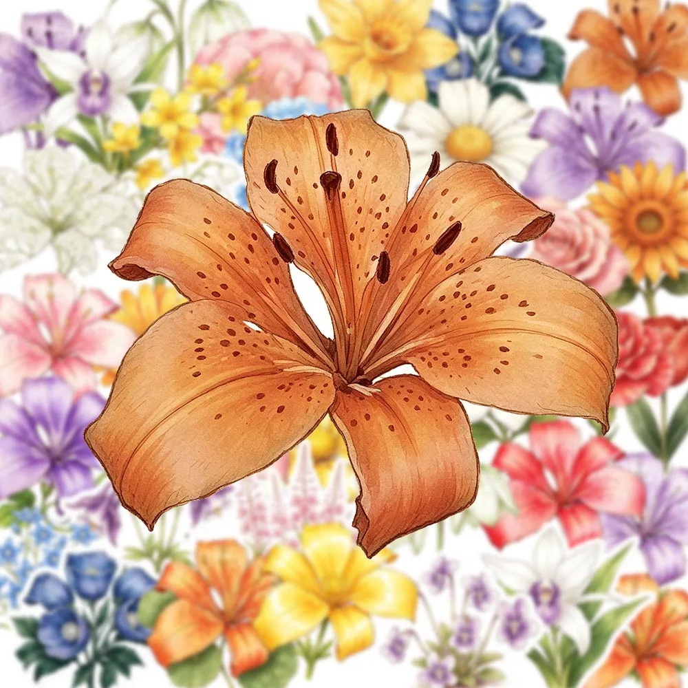 35PCS Fresh Flower Mix Stickers – Cartoon Plant & Floral Stickers Featuring Prosperous Blooms